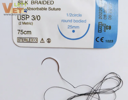 Medical Animal Suture Silk Braided Disposable Non-Absorbable Nylon Surgical Suture